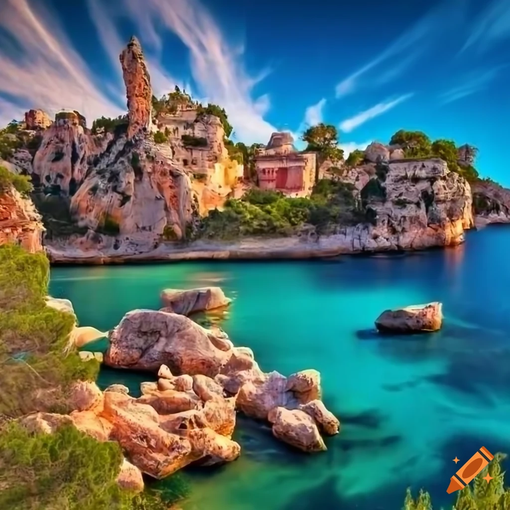 Seaside town nature photograph of Calanque d'en Vau with intricate details