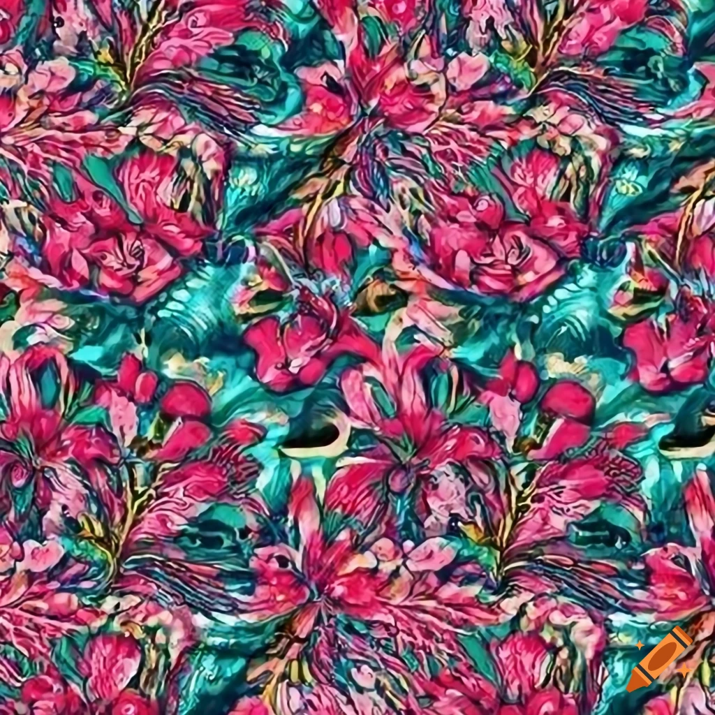 Vibrant oleanders pattern illustration with fine detail and bold linework