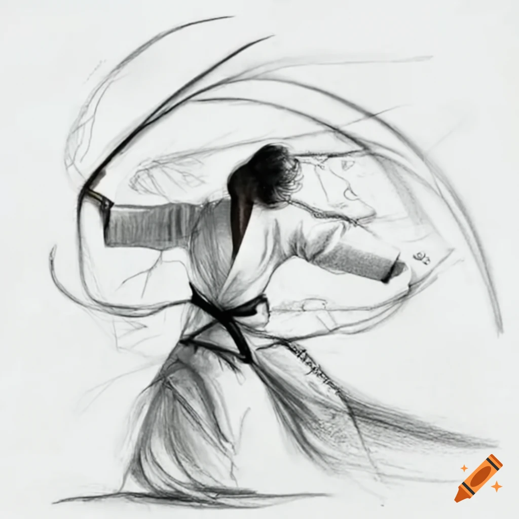 Energy flow exercises with chikun in aikido on Craiyon