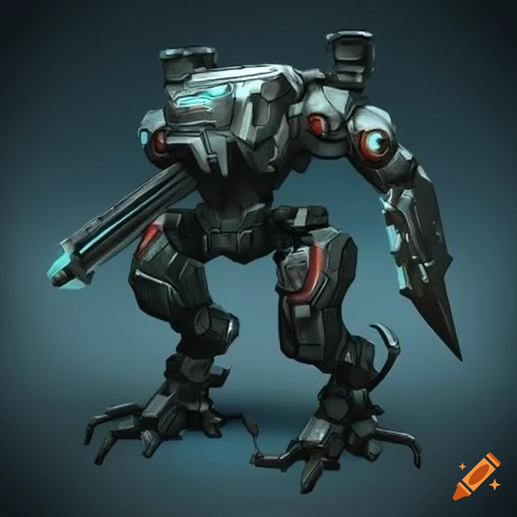 Detailed sci-fi mech with a sword