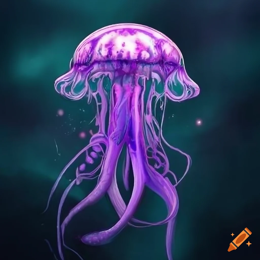 Magical purple jellyfish with swirling tentacles inspired by Fullmetal Alchemist