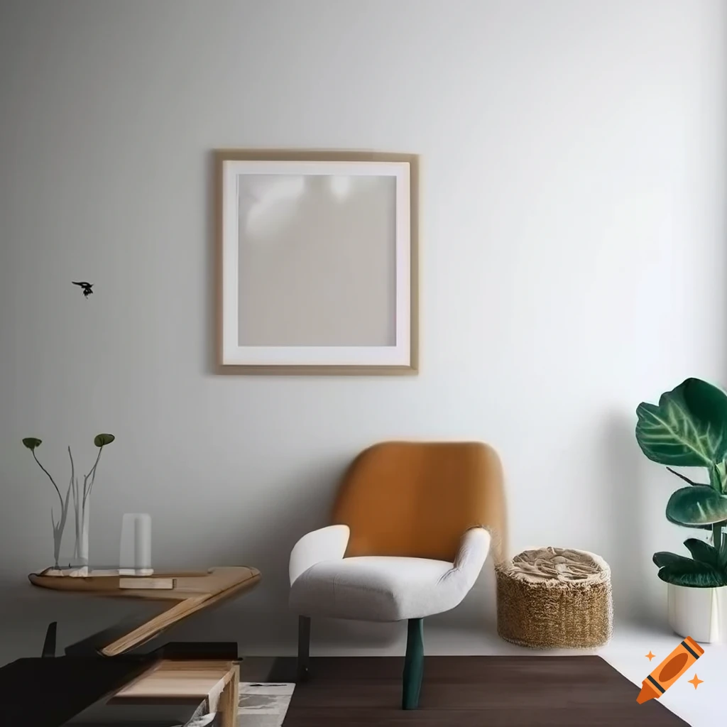 Picture portrait on the wall in a warm neutral living room
