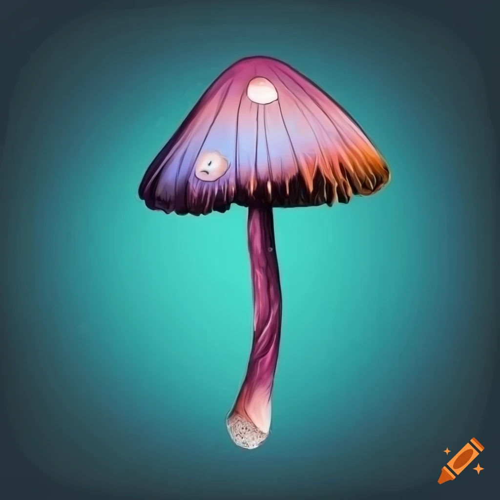 Collection of magic mushrooms in medieval style with transparent background