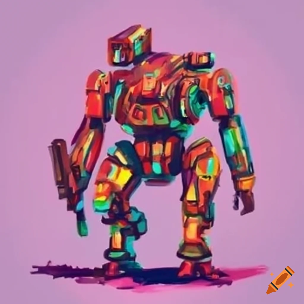 Fire support mech with missile launchers and aggressive stance