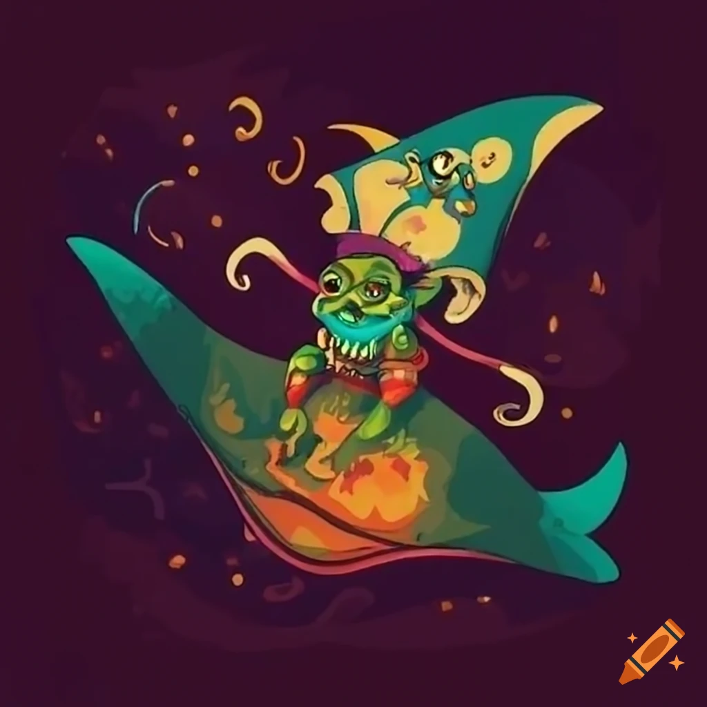 Goblin riding a manta ray