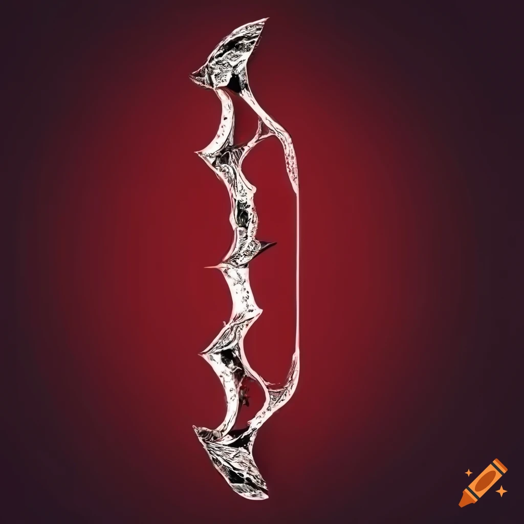 Giant black diamond longbow with floral silver details on Craiyon