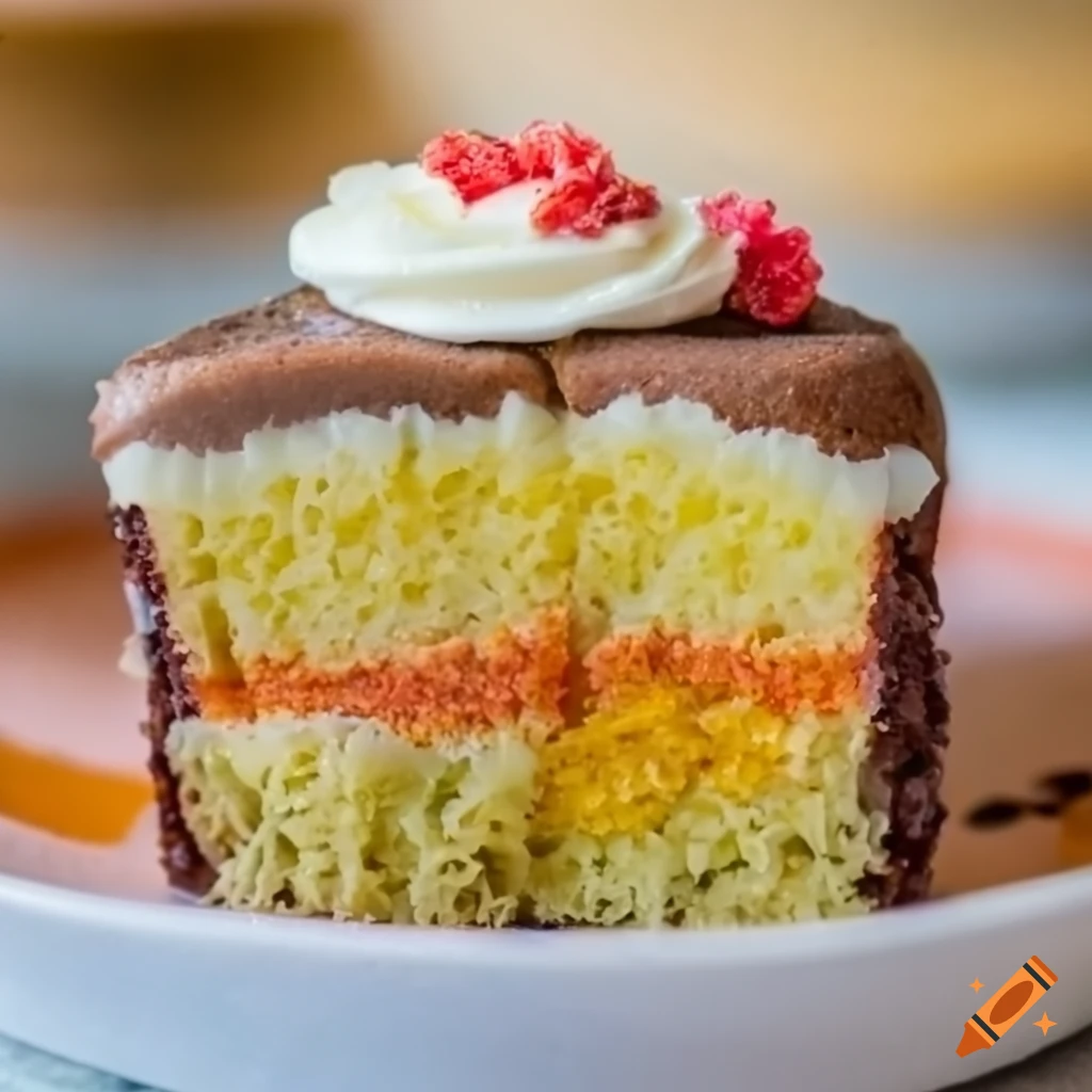 Sunset sunrise landscape themed cupcake in soft lighting