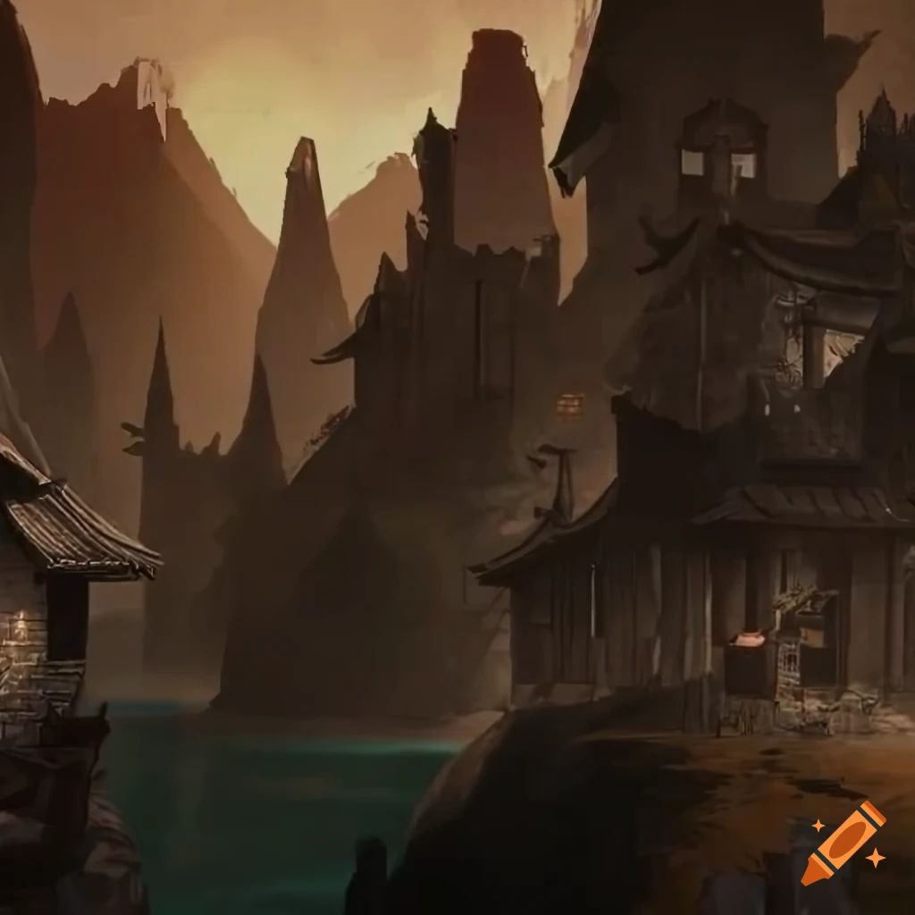 Clan Lavellan settlement inspired by Japanese and Hong Kong architecture