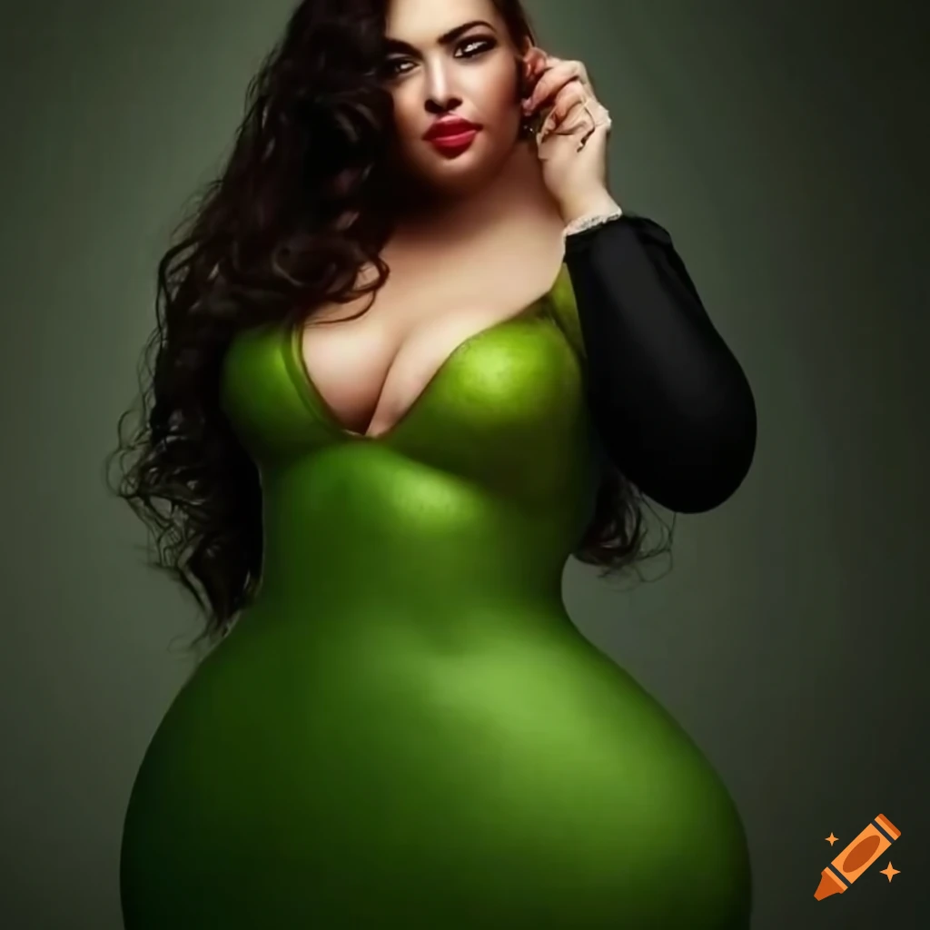 Stylish plus-size woman with a pear-shaped figure