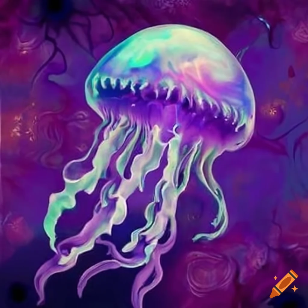 Magical purple jellyfish with swirling tentacles inspired by Fullmetal Alchemist