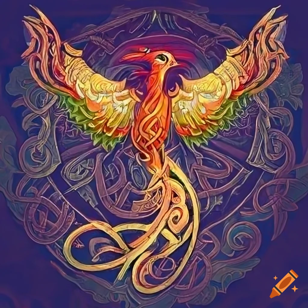 Phoenix in Celtic art style