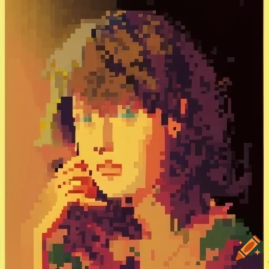 Pixel art with dithering and vintage postcard aesthetic, written text in multiple languages