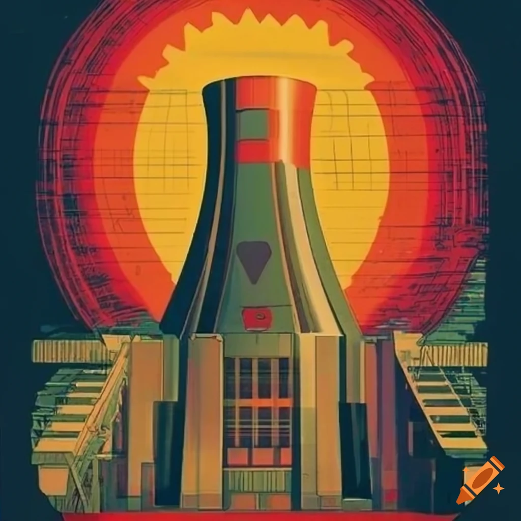 Retro-futuristic propaganda art showcasing thorium energy technology