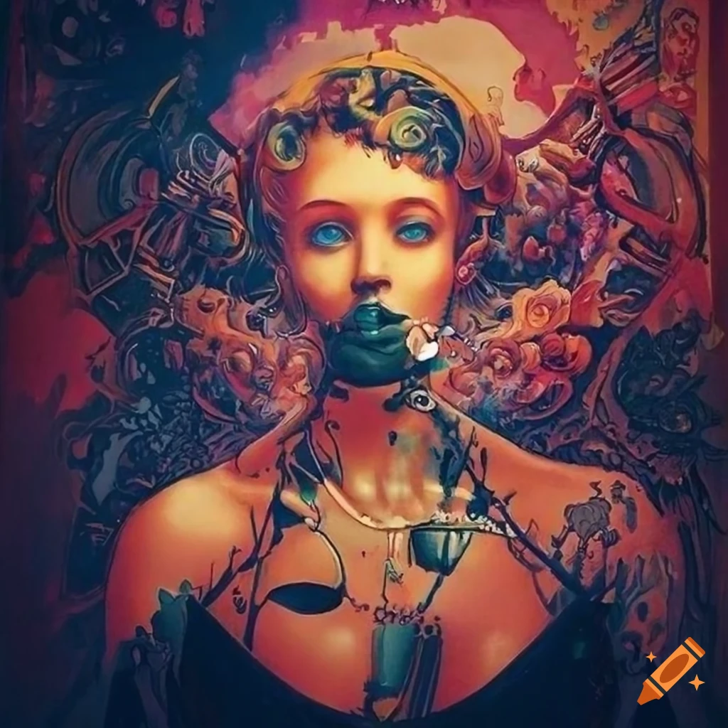 Vintage poster of an unwieldy mech with stunning design
