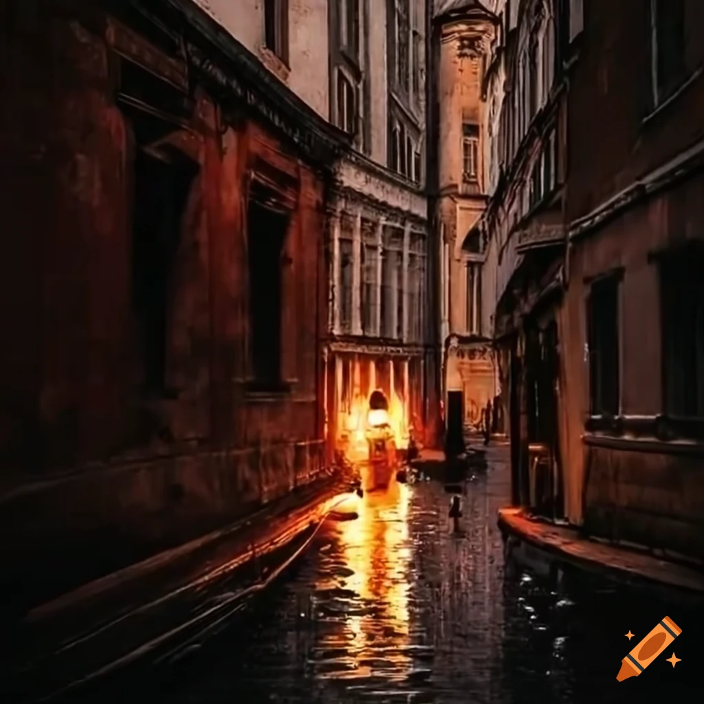 Rain in an old city