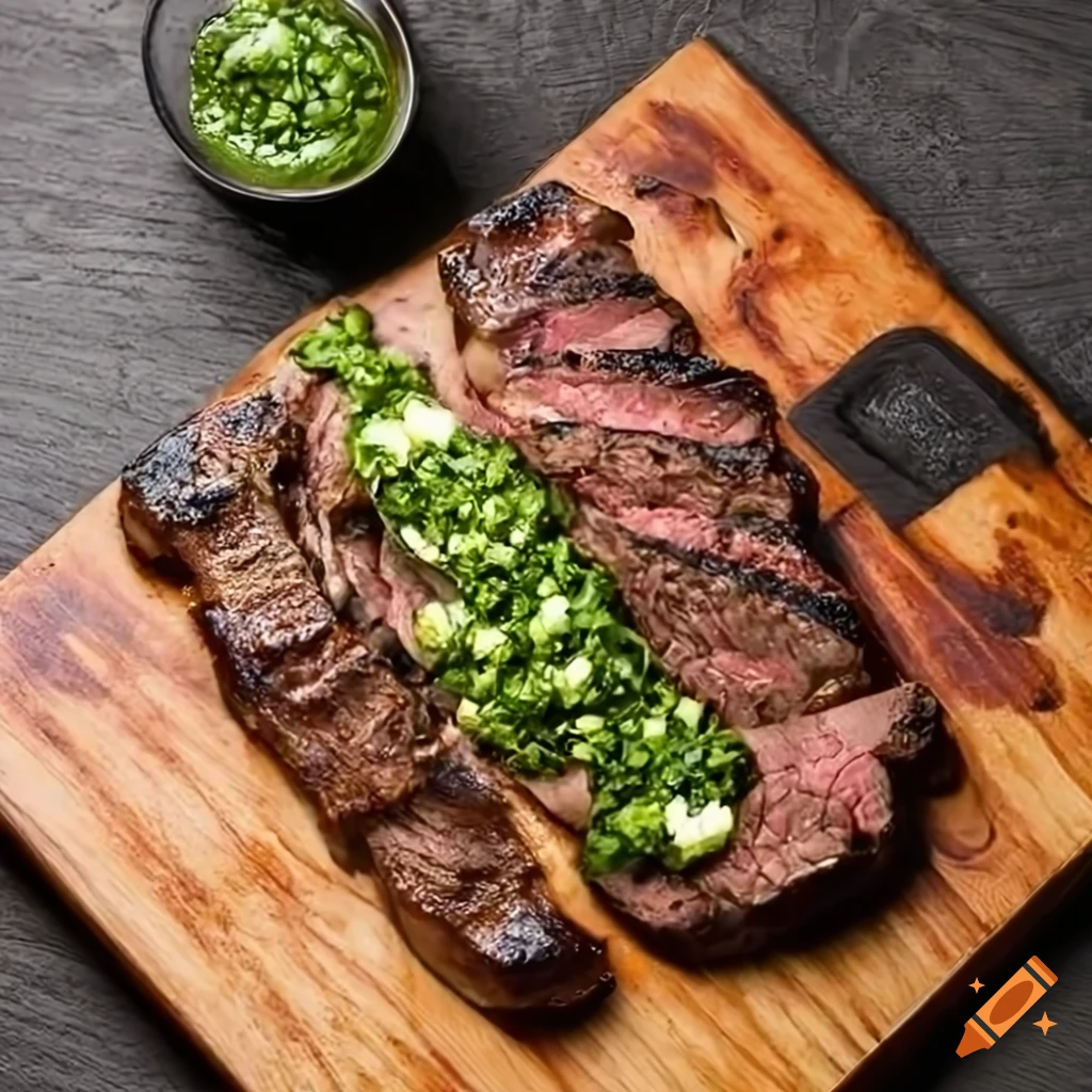 Carne asada estilo argentino con salsa chimichurri on Craiyon