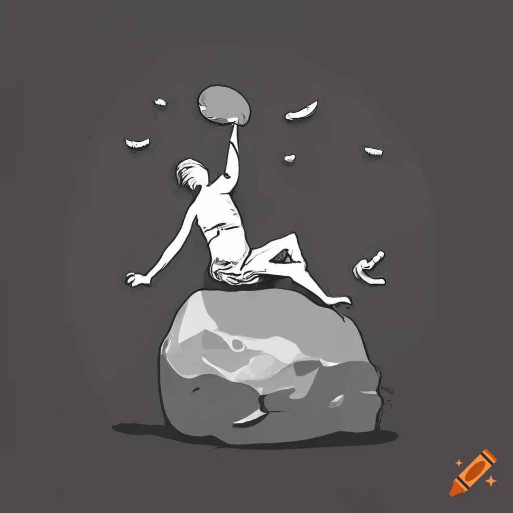 Person lying in bed spooning a boulder for rock climbing club logo