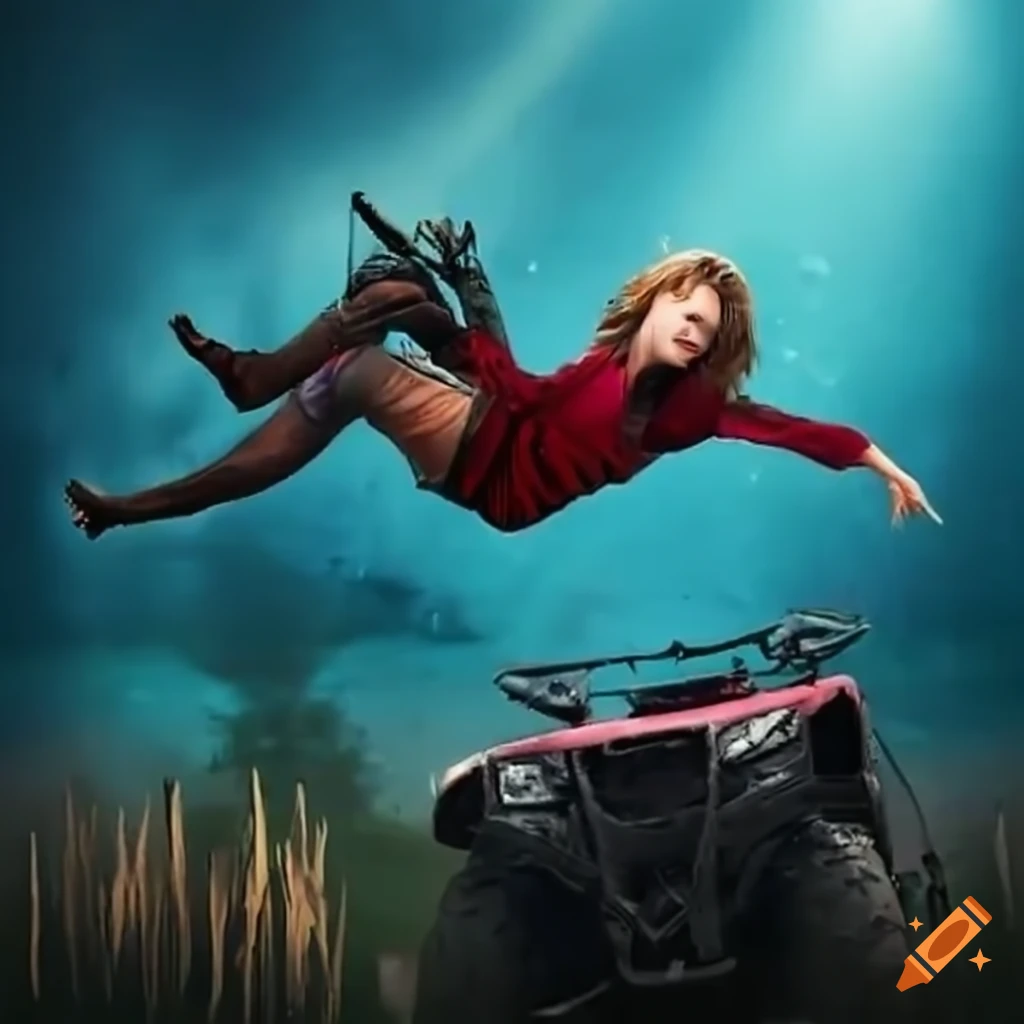 Girl falling off ATV
