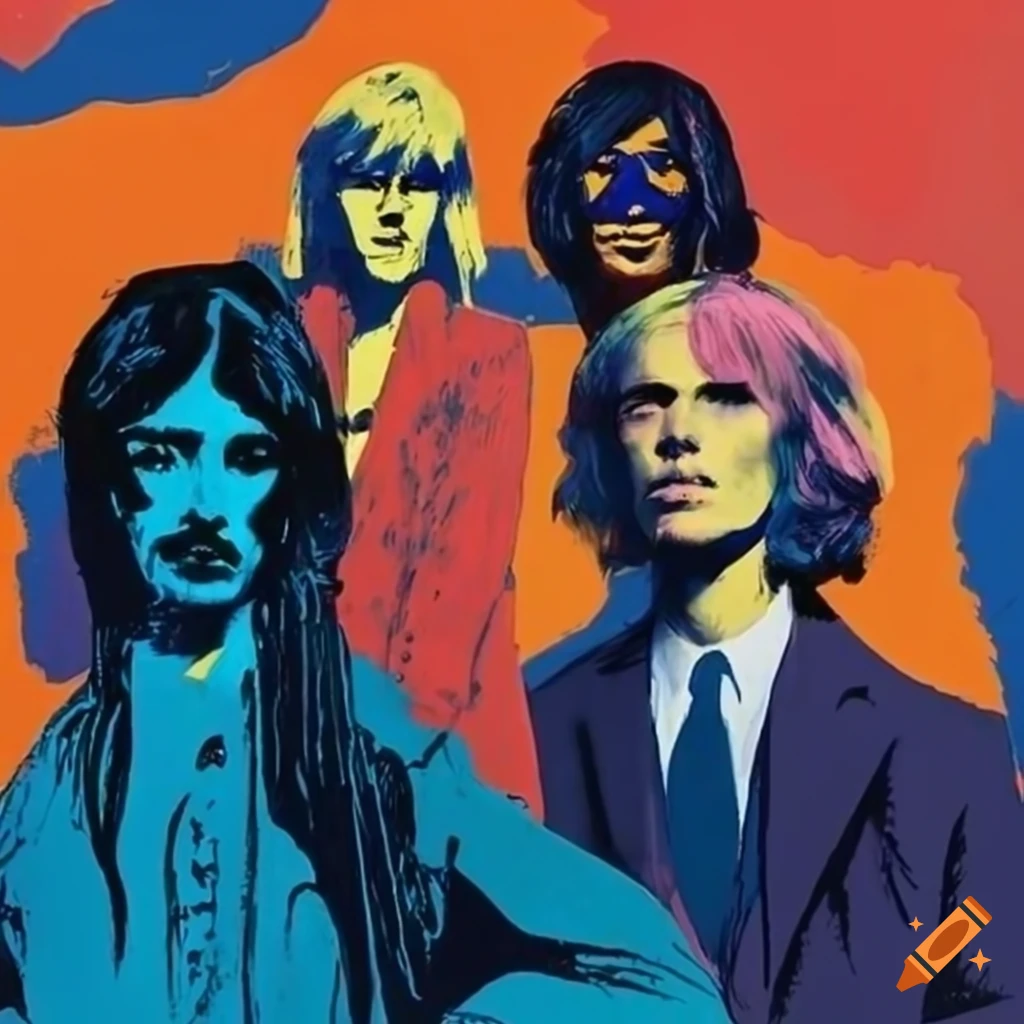 Andy Warhol-inspired painting of a 1970s British rock band