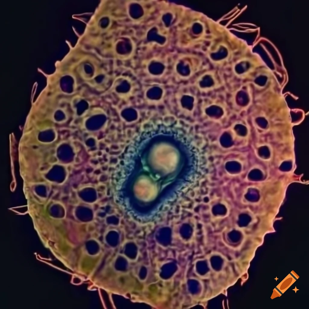 Microscopic image of a strange and abnormal virus