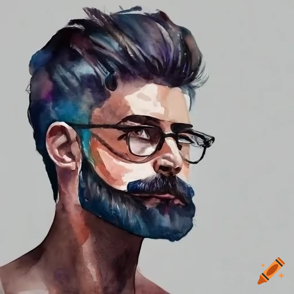 Homem com cabelo preto e barba média usando óculos