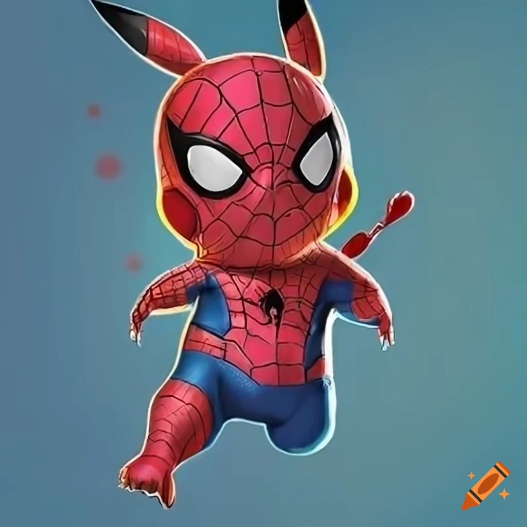 Pikachu dressed as spider man on craiyon