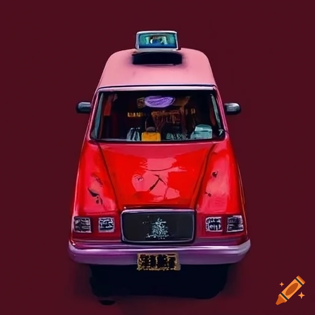 Hong kong taxi in detailed red color on Craiyon