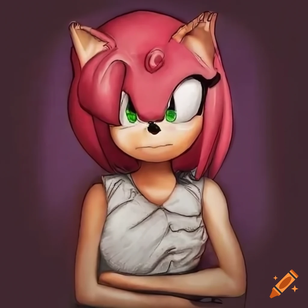 Amy Rose relaxing on a couch in a sleeveless shirt
