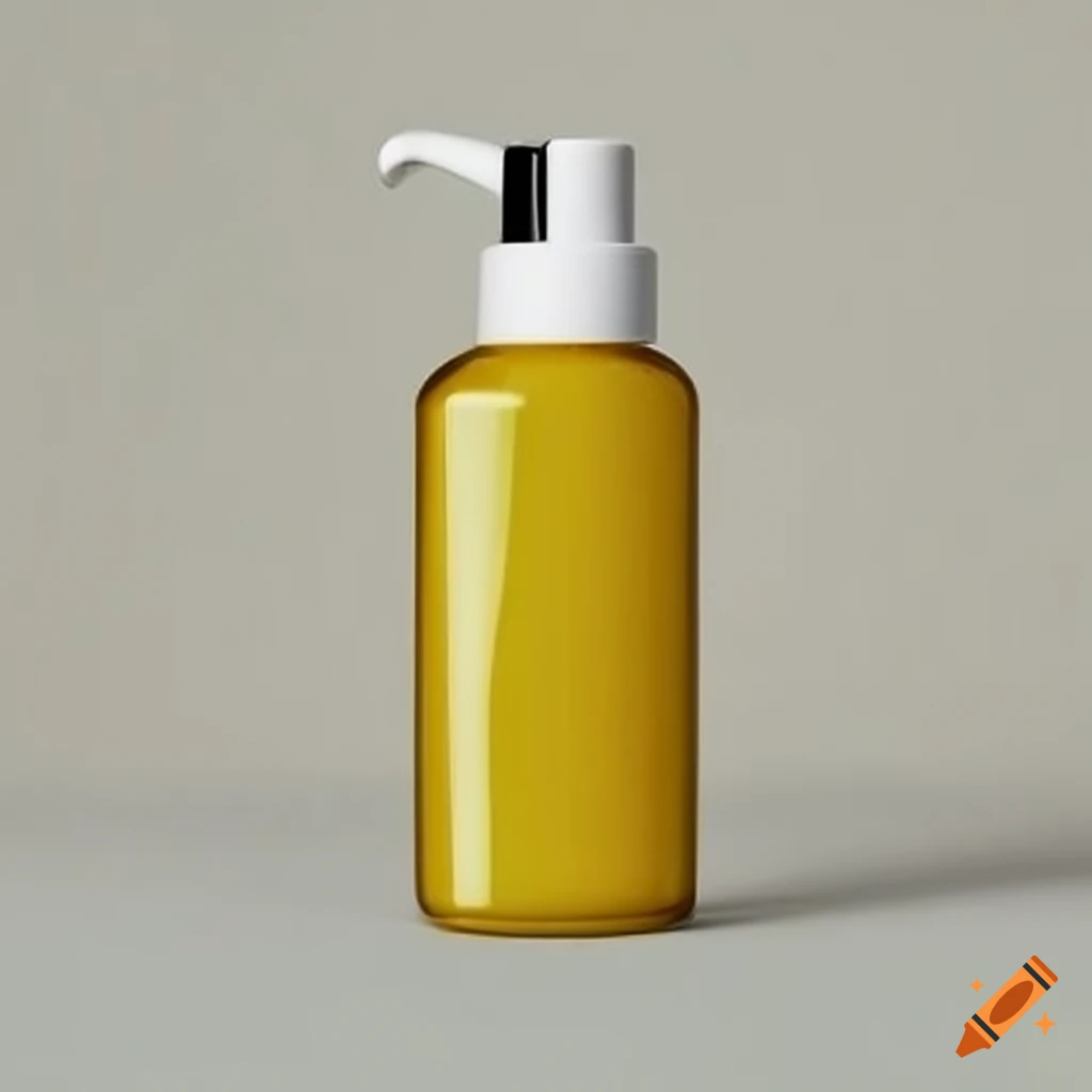 Luxurious yellow skincare lotion in rectangle pump bottle