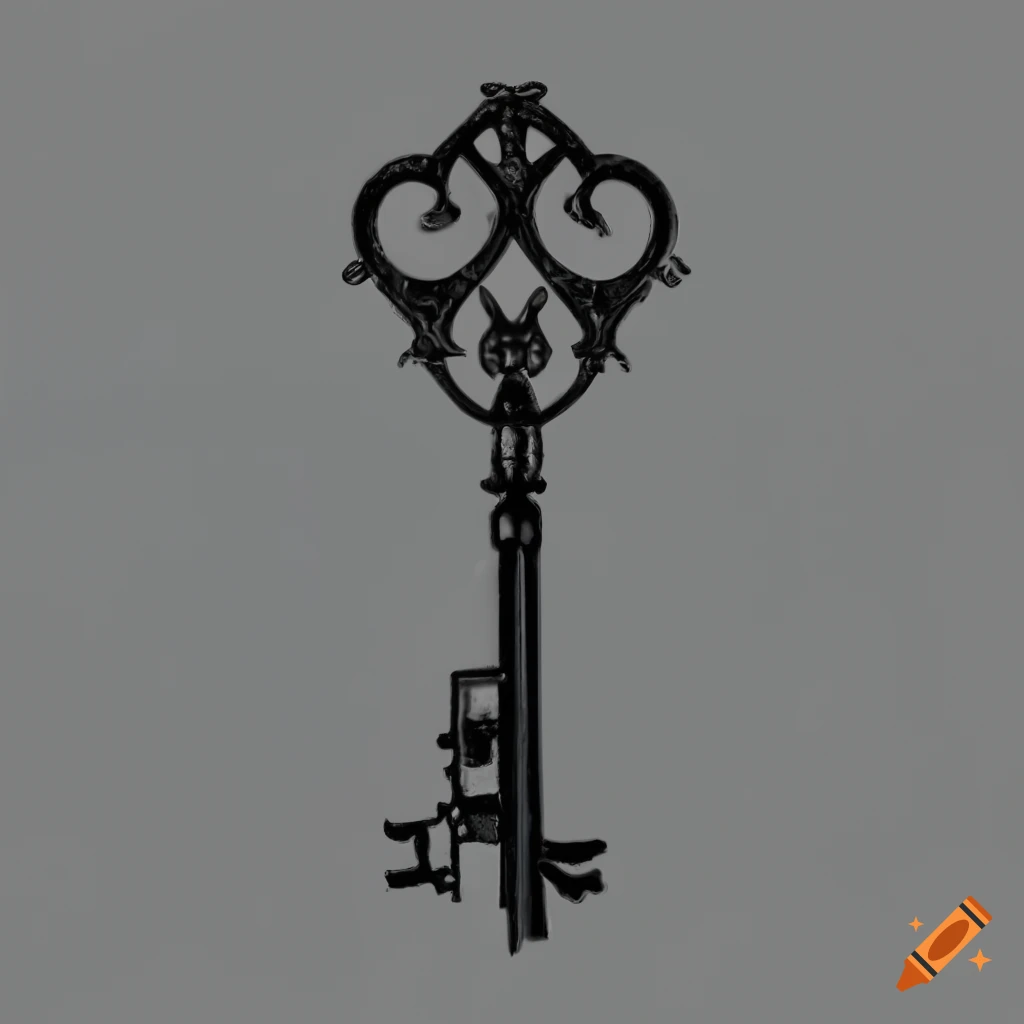 Black Gothic key on a pure white background