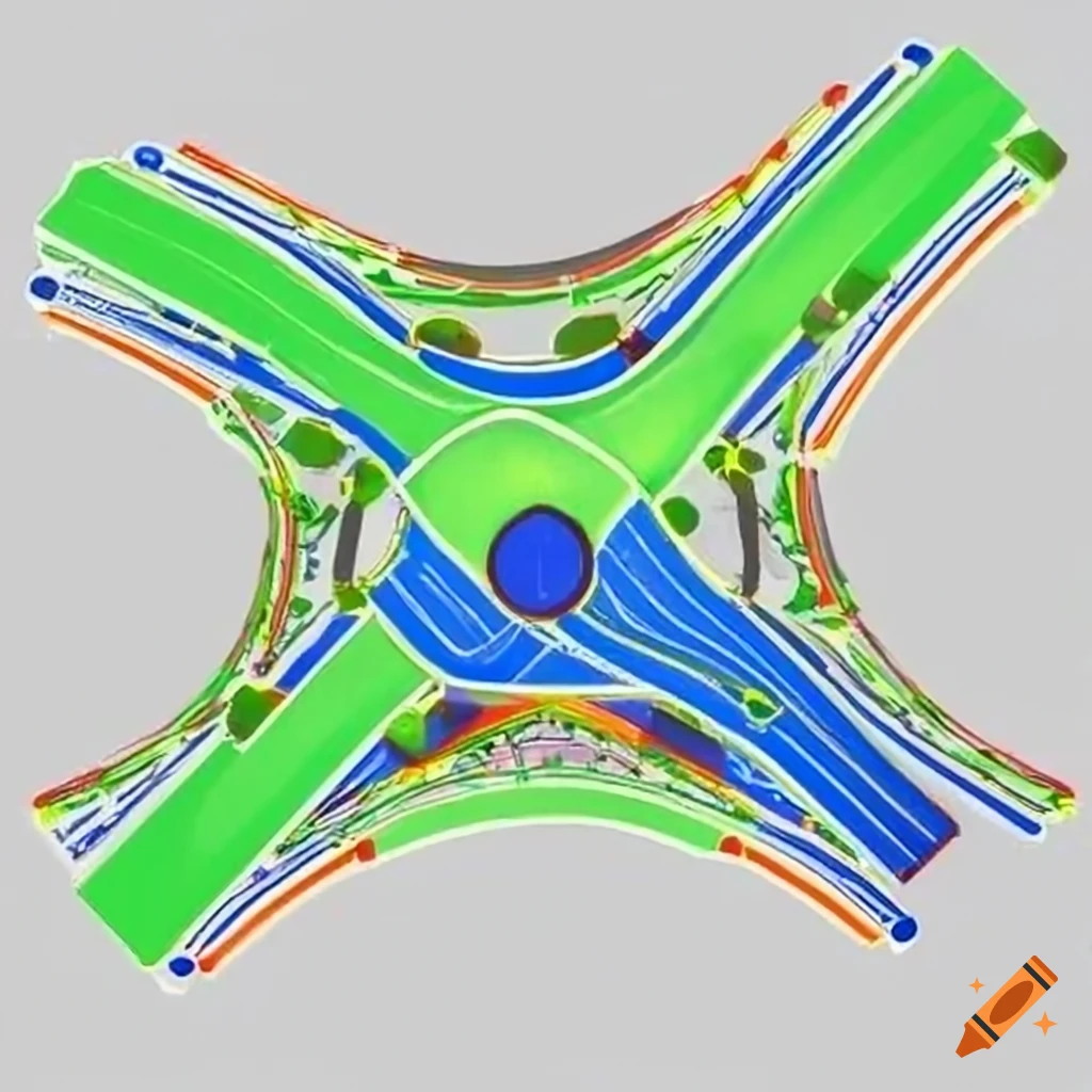 Diagram illustrating a simplified road network for traffic flow on Craiyon