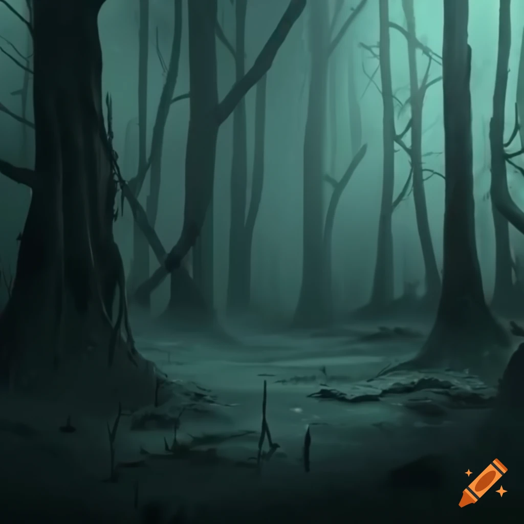 Spooky forest scene inspired by Tim Burton in high detail 8K resolution