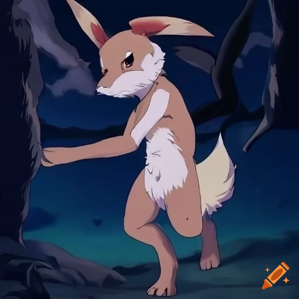 Anthro male Eevee furry art in anime style