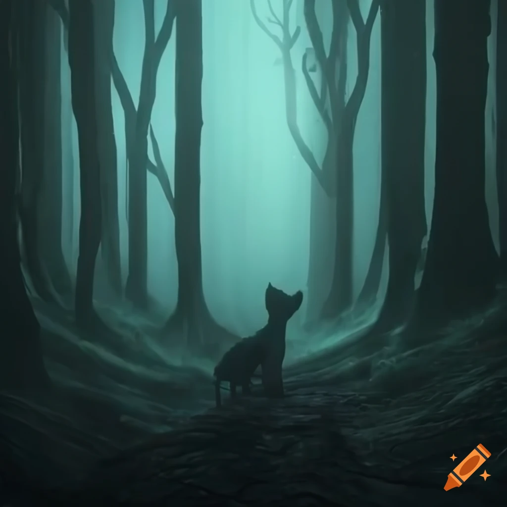 Spooky forest scene inspired by Tim Burton in high detail 8K resolution