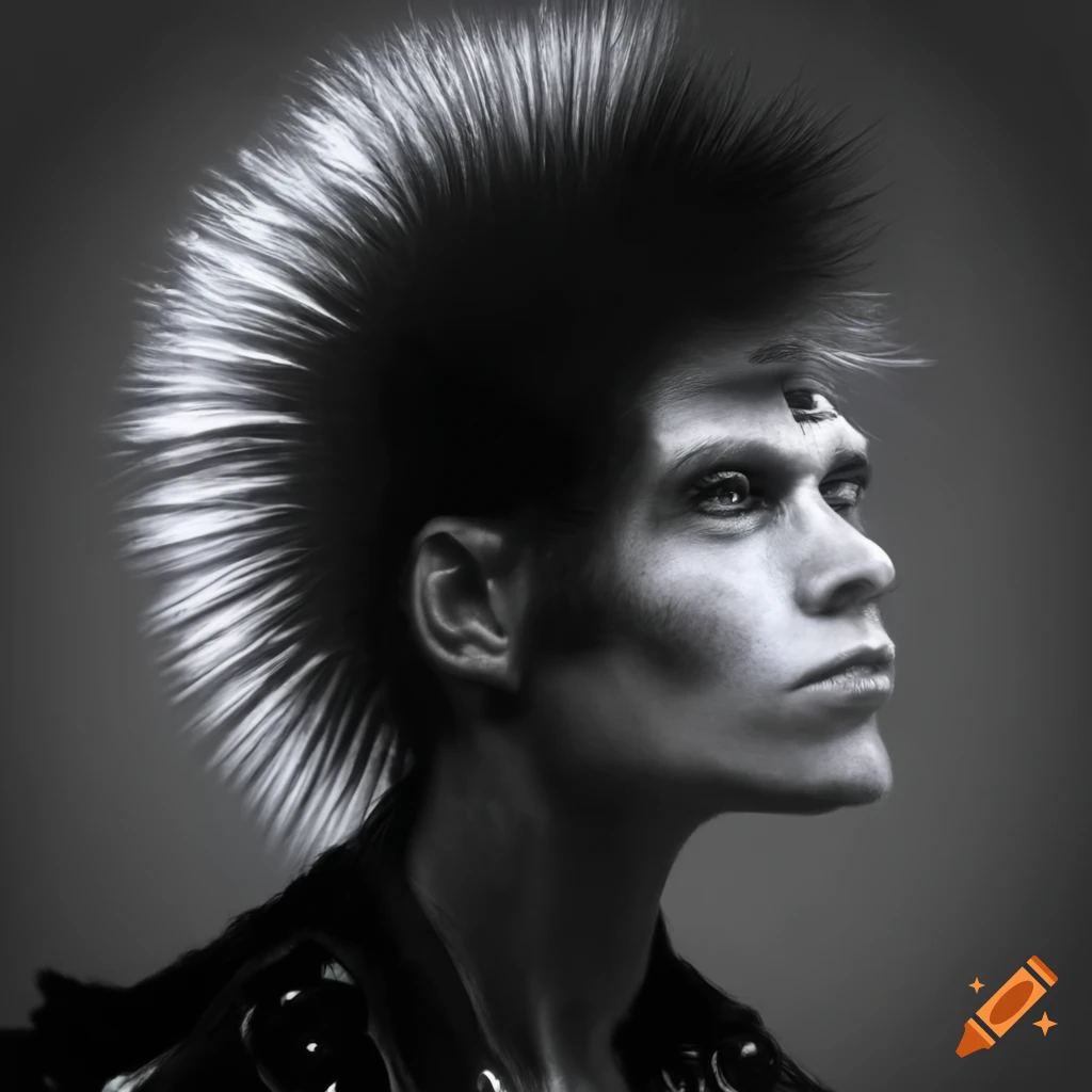 Futuristic portrait of ChatGPT as a punk rocker in the 1970s