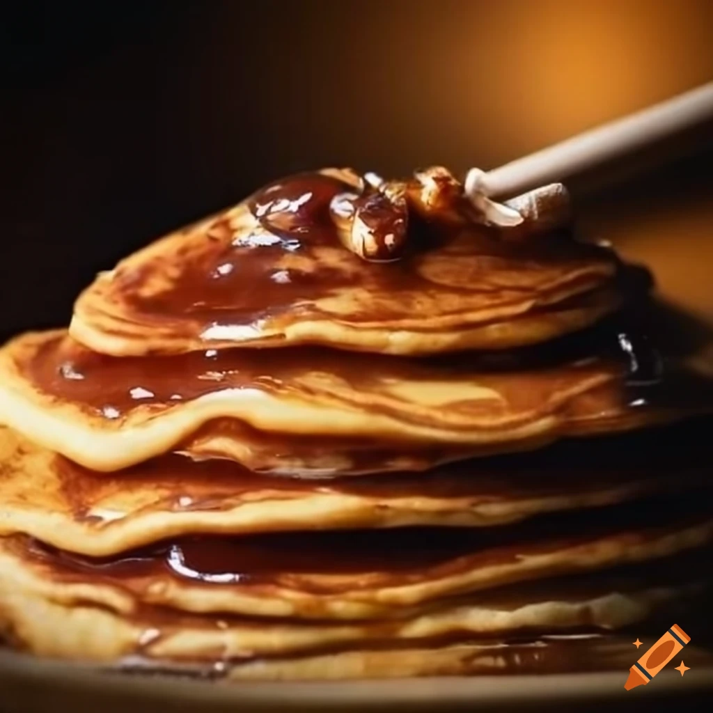 Hot pancakes drizzled with honey