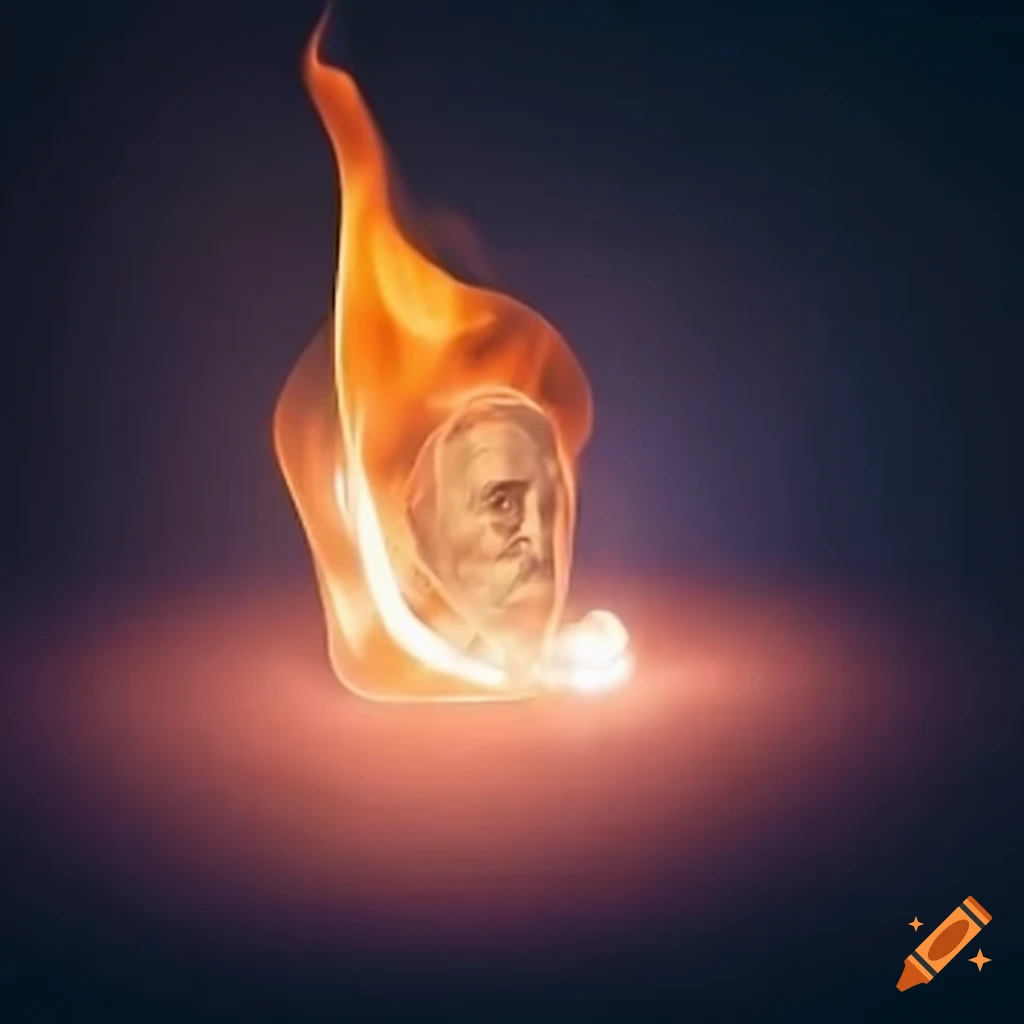 Burning dollar bill
