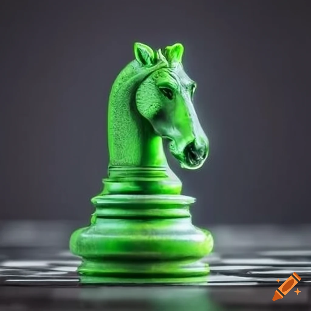 Knight chess piece on crystal lime background