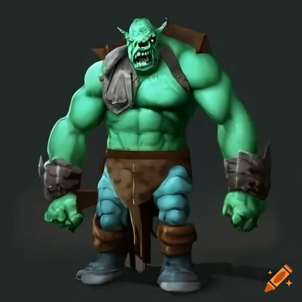 Orc with big teeth, muscles, and claws