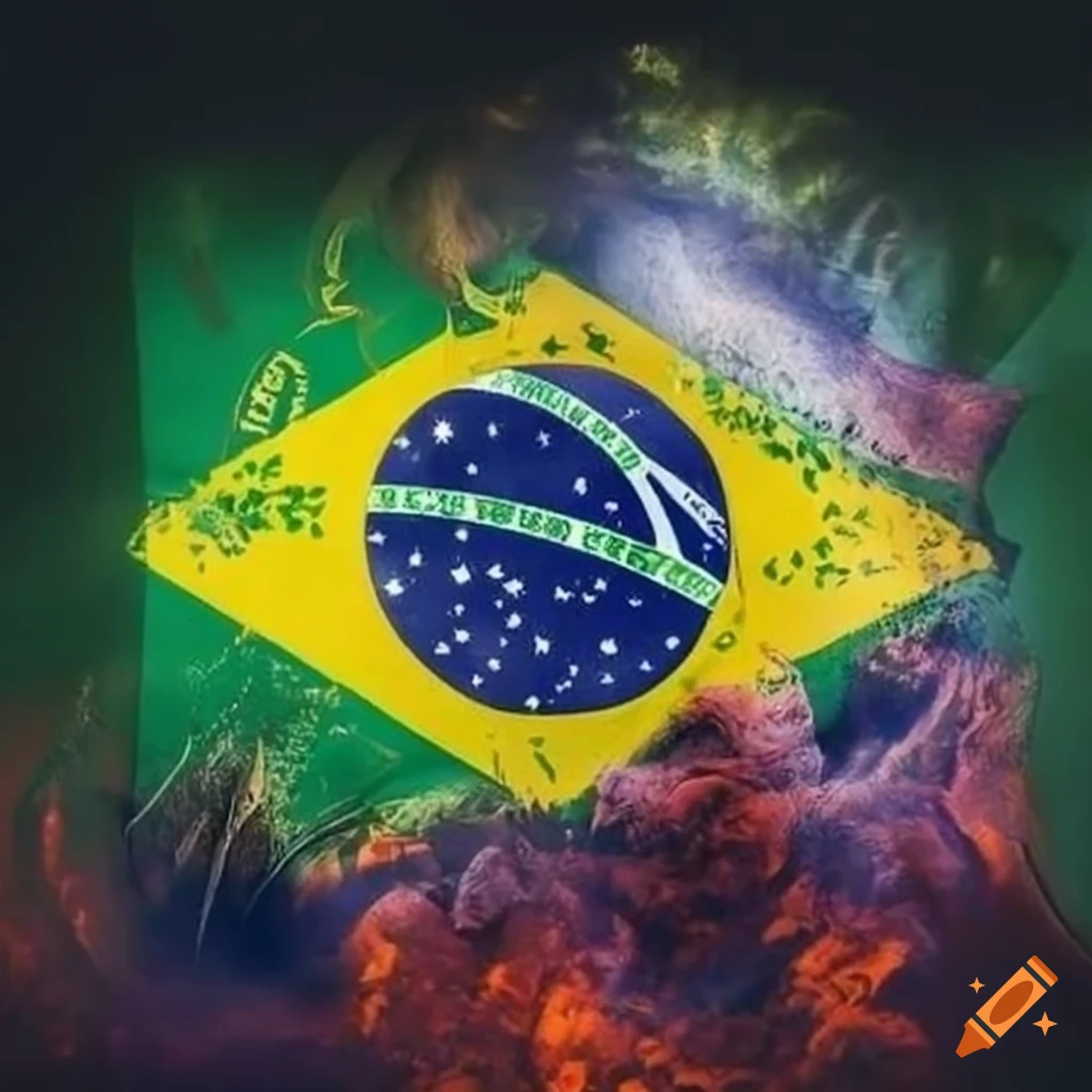Brazilian flag in the midst of chaos