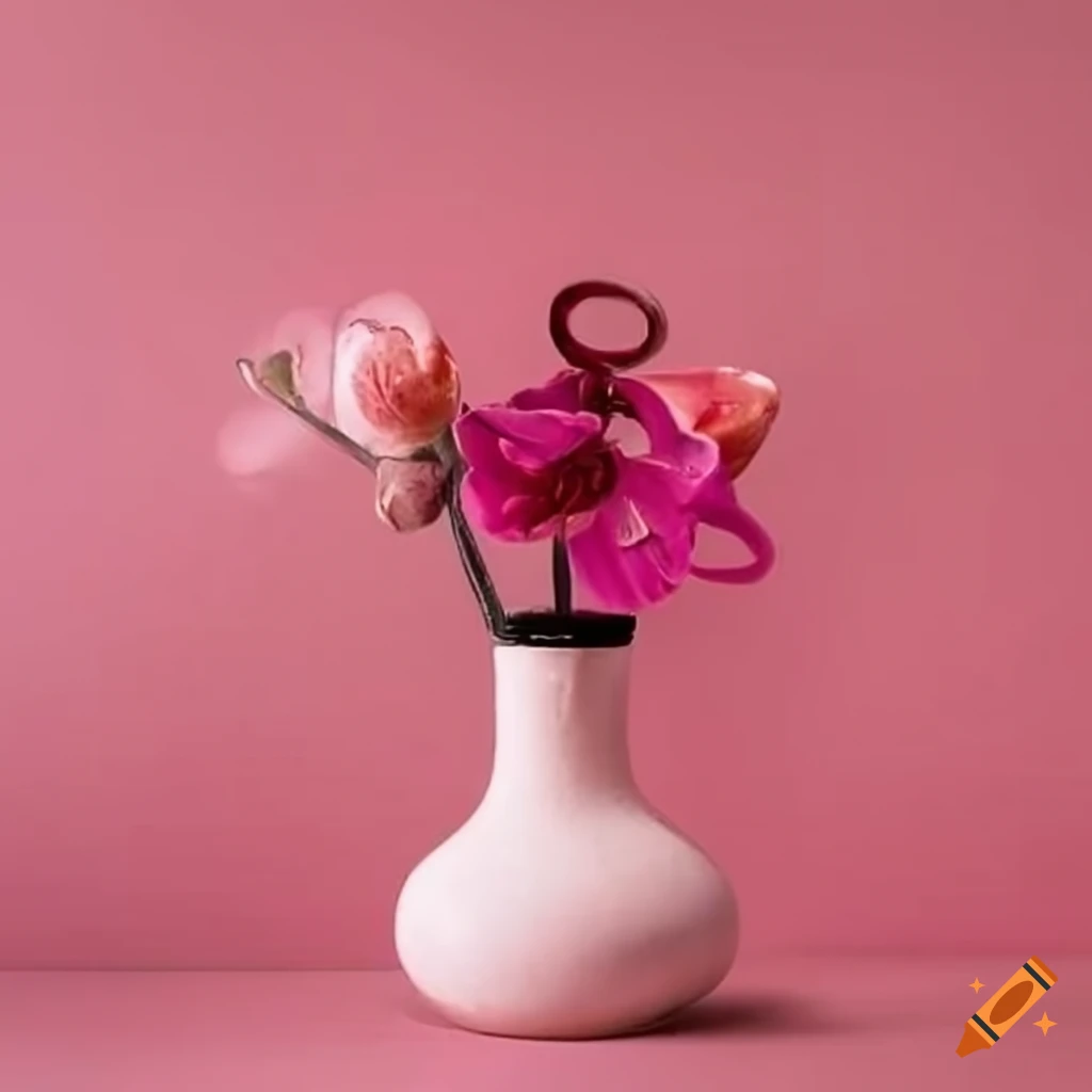Ceramic vase against pink background