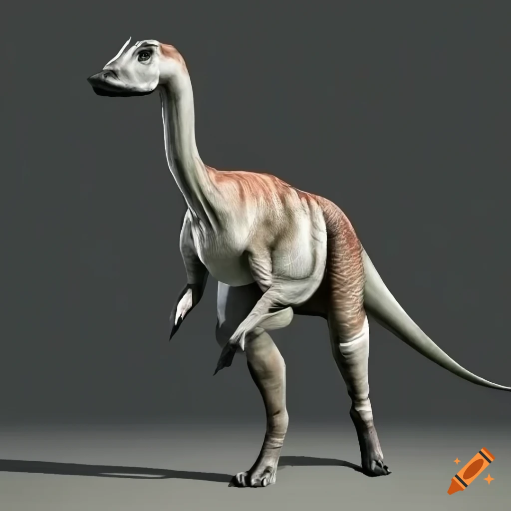 Colorful hadrosaurus dinosaur with an Okapi pattern in full body view
