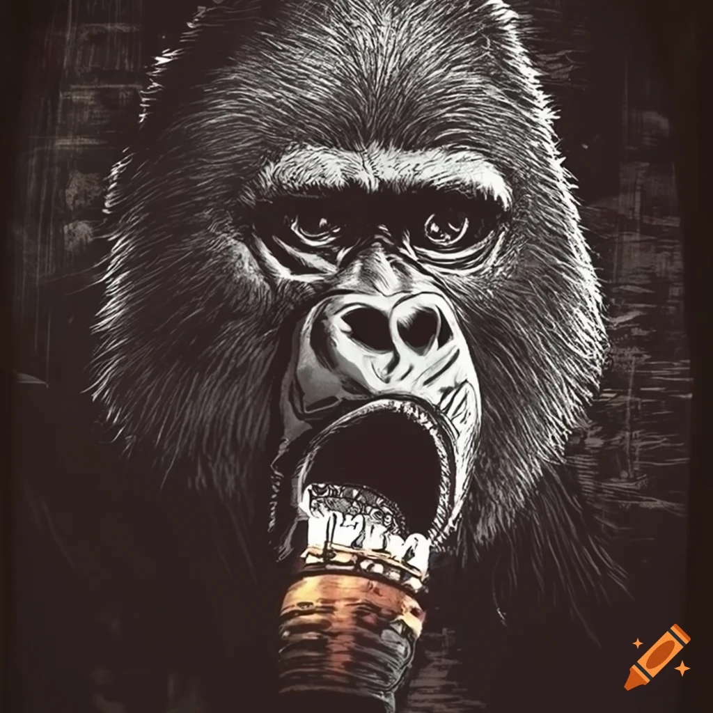 Vintage gorilla karaoke birthday music poster