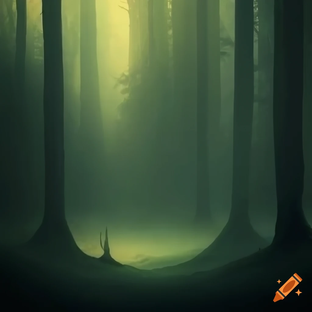 Spooky forest scene inspired by Tim Burton in high detail 8K resolution