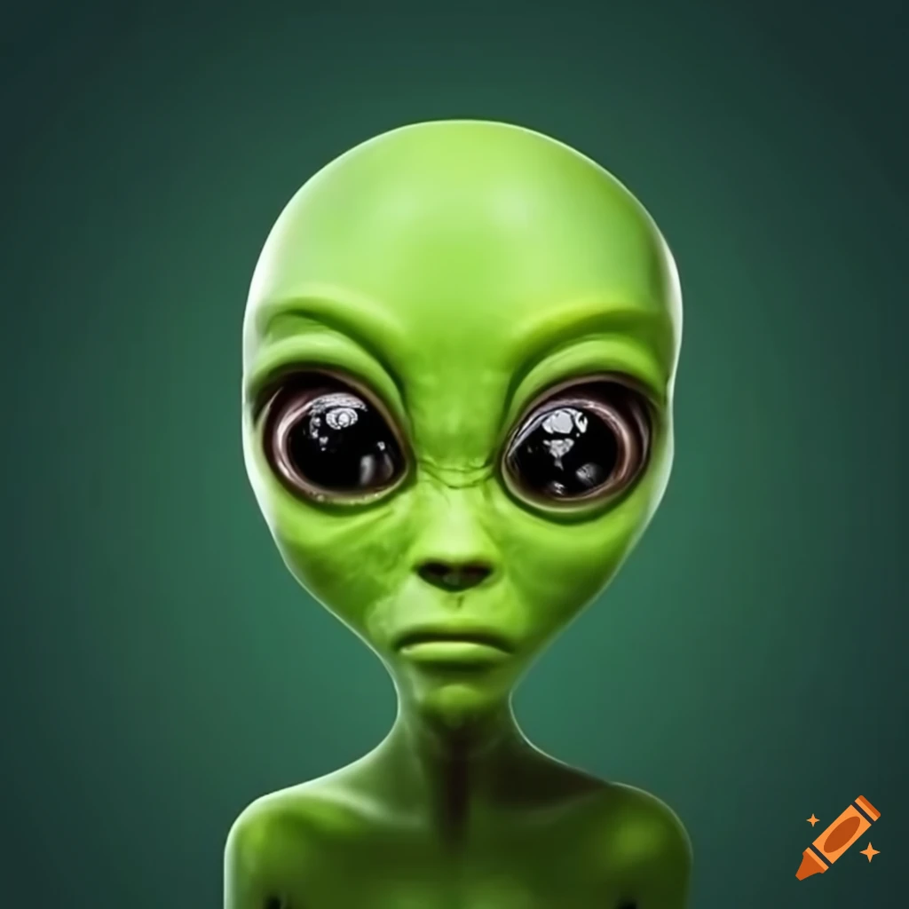 Funny green alien character on Craiyon