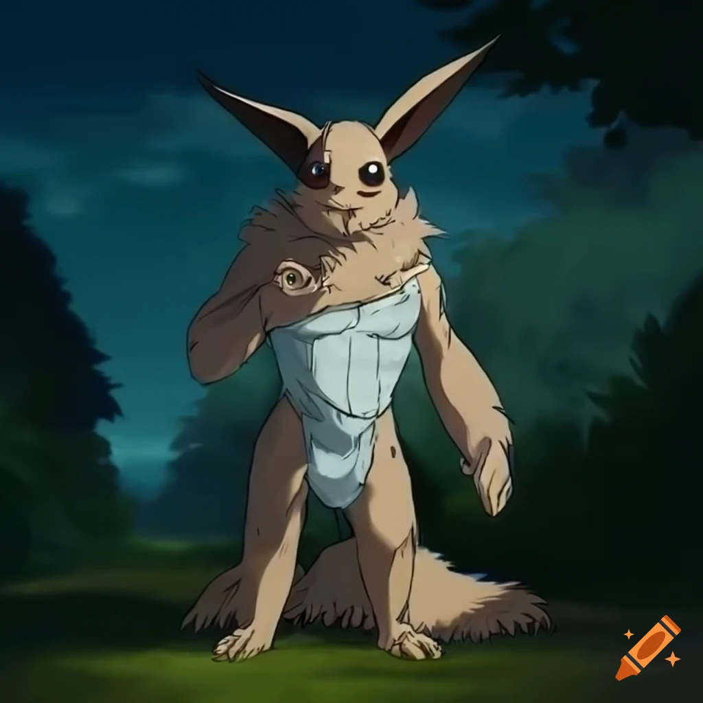 Anthro male Eevee furry art in anime style
