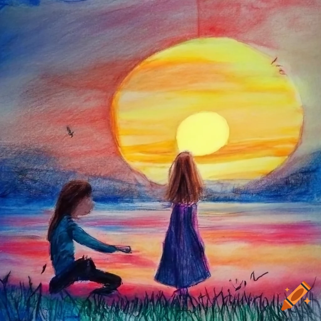 Boy and girl gazing into the sunset over a cliff in a twilight-inspired scene