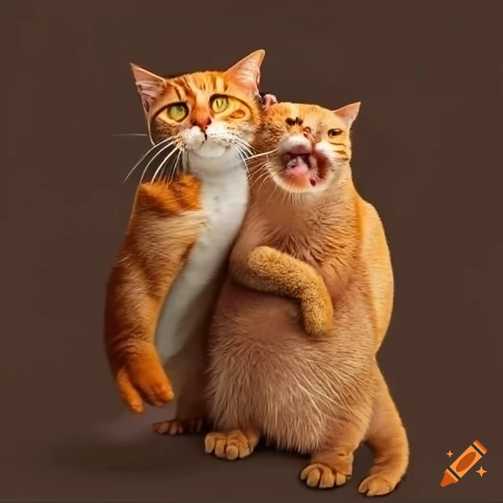 Orange cat playing with otter