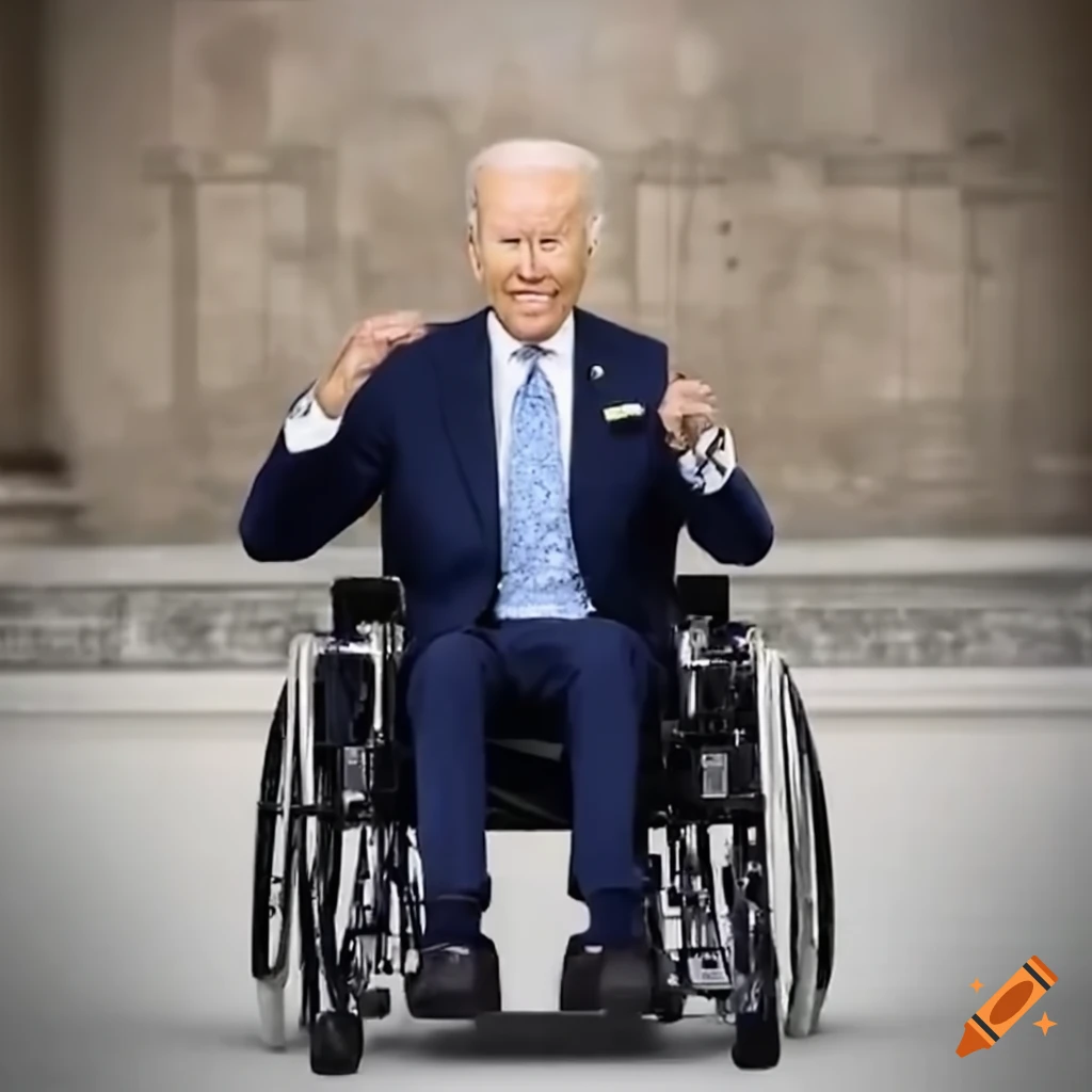 Artistic depiction of joe biden in a wheelchair on Craiyon