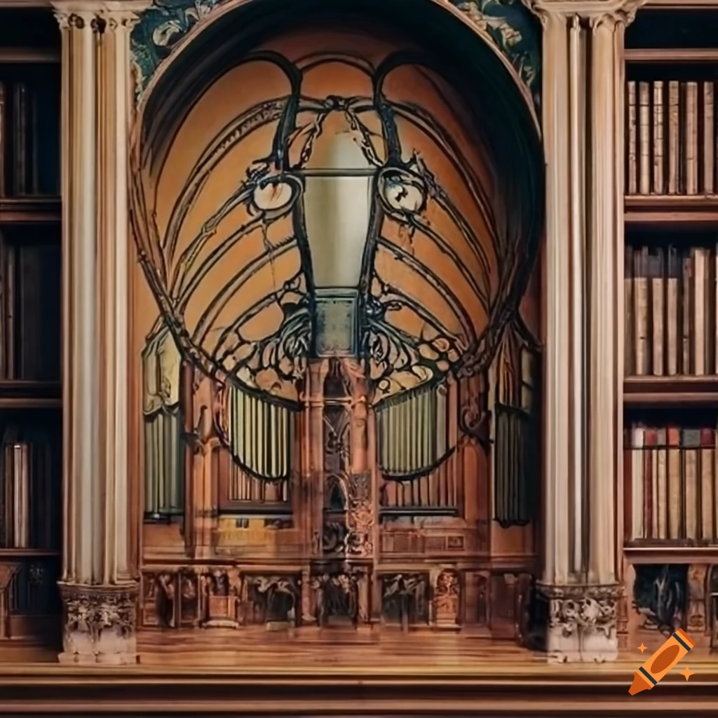 Art Nouveau library interior